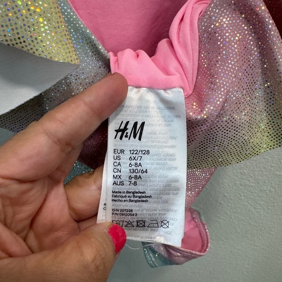 H&M One-Shoulder Rainbow Glitter Swimsuit (Size 6X/7) - Picture 3 of 3